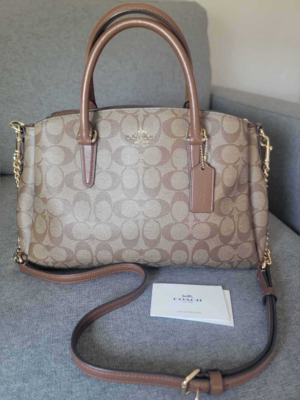 Coach Signature Sage Carryall Khaki/Saddle • Outlet Edition • Exc. Cond. w/ Box